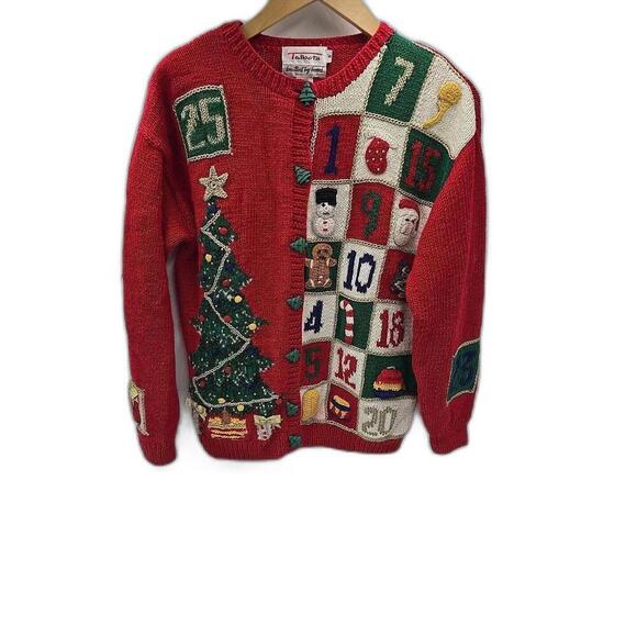 Talbots VTG Ugly Christmas Sweater Nostalgia S Beaded Embroidery Hand‎ Knitted - Picture 1 of 15